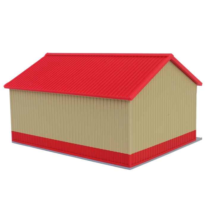 1/64 Tan & Red "Papa's Shop" 40ft x 30ft Farm Shed w/ Removeable Door & Roof, 3D Printed