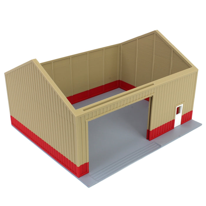 1/64 Tan & Red "Papa's Shop" 40ft x 30ft Farm Shed w/ Removeable Door & Roof, 3D Printed