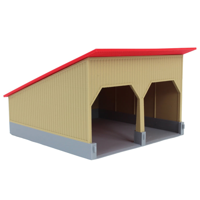 1/64 The Double Bay 40ft x 40ft Cattle Shed, Tan & Red, 3D Printed