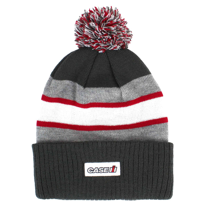 Case IH Gray, White & Red Pom Beanie