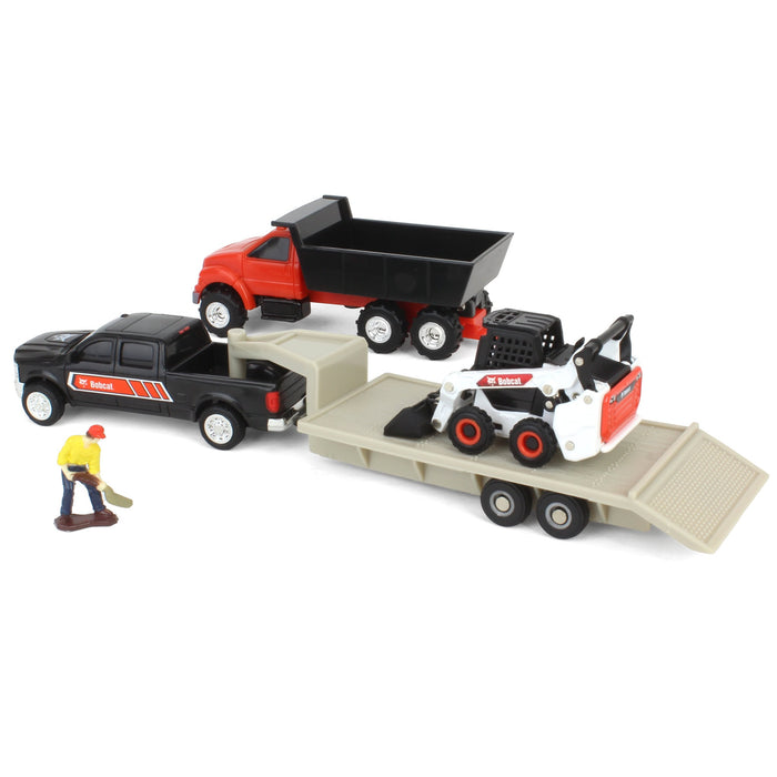 1/64 Bobcat 5 Piece Construction Set with Dump Truck, Gooseneck Trailer, Man & More!