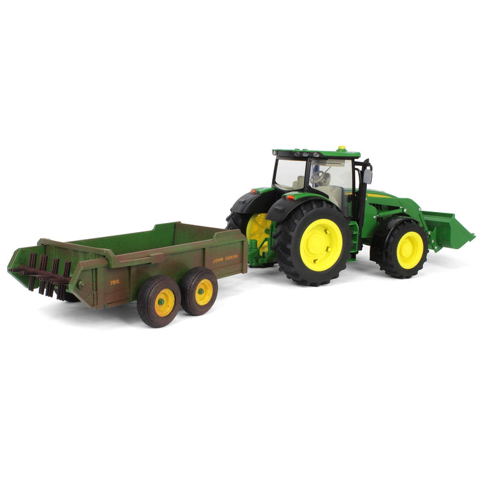 1/16 ERTL Big Farm John Deere 6210R with Loader & "Dirty" 780 Hydra Push Spreader