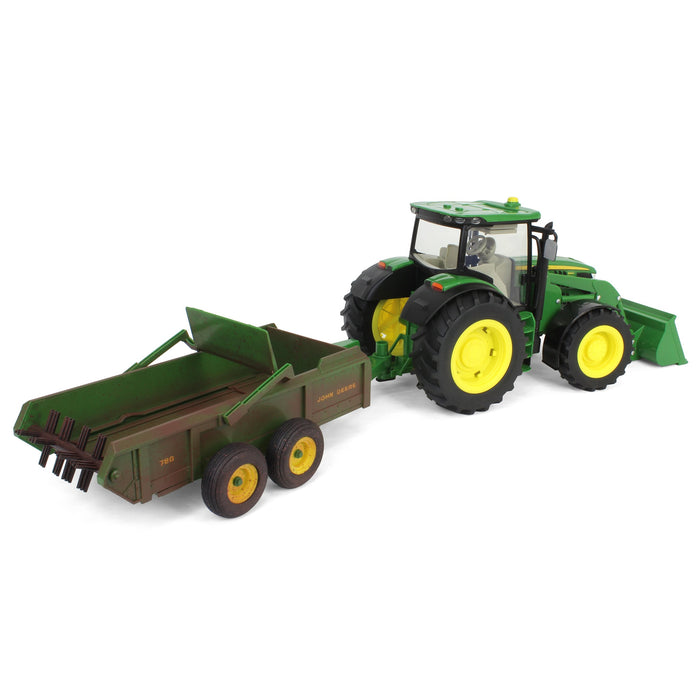 1/16 ERTL Big Farm John Deere 6210R with Loader & "Dirty" 780 Hydra Push Spreader