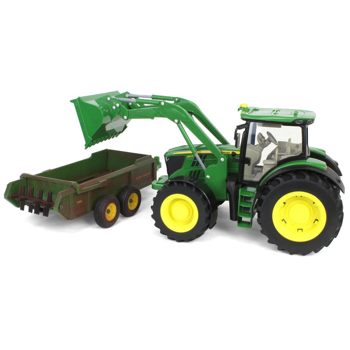 1/16 ERTL Big Farm John Deere 6210R with Loader & "Dirty" 780 Hydra Push Spreader