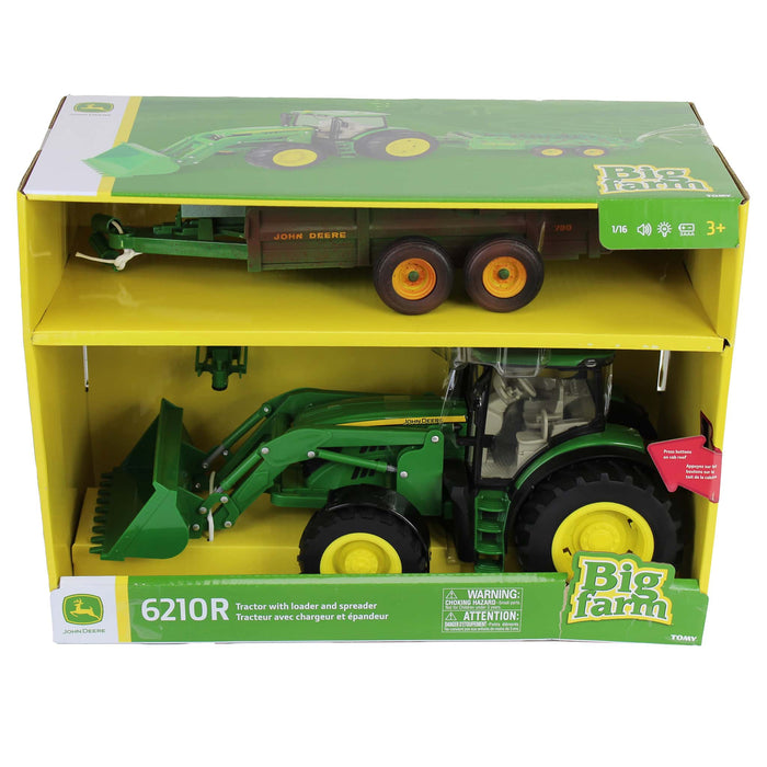 1/16 ERTL Big Farm John Deere 6210R with Loader & "Dirty" 780 Hydra Push Spreader