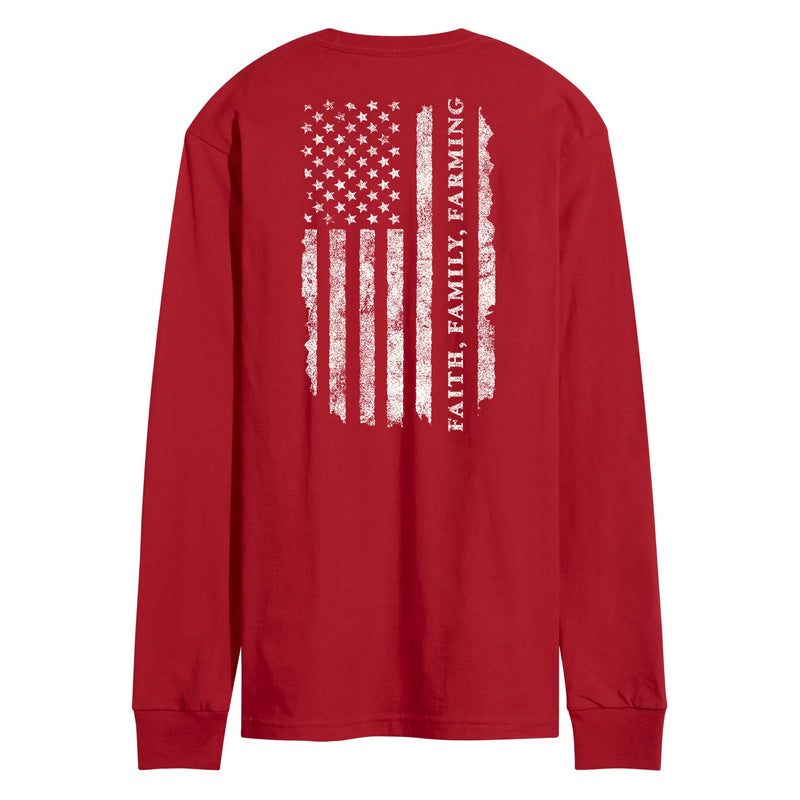 Adult IH Faith Family Farming Flag Red Long Sleeve Shirt