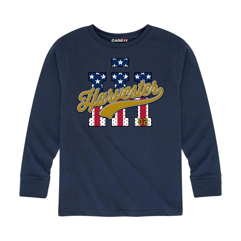 Youth International Harvester Patriotic <br>Navy Blue Long Sleeve Shirt