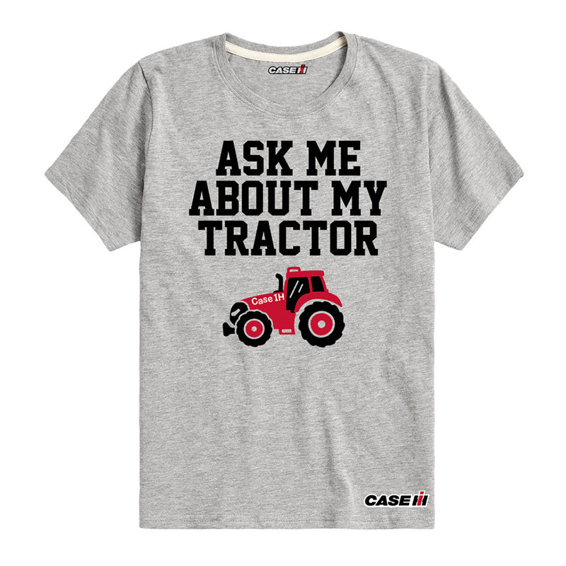 Toddler Case IH Ask Me About My Tractor Gray Short Sleeve Shirt