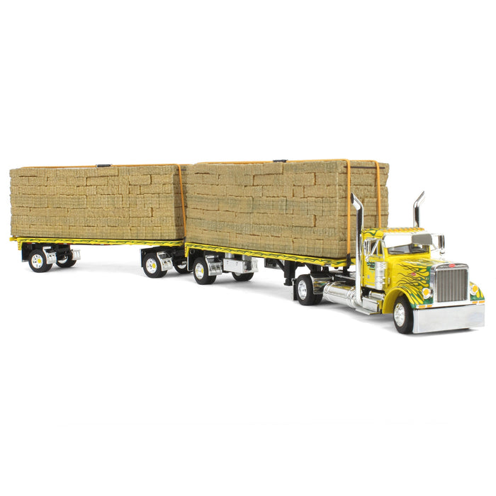 1/64 Peterbilt 379 & 2 Pup Flatbeds with Hay Loads, 2024 NTT'NC Show, DCP by First Gear