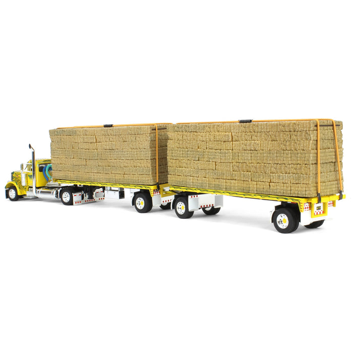 1/64 Peterbilt 379 & 2 Pup Flatbeds with Hay Loads, 2024 NTT'NC Show, DCP by First Gear