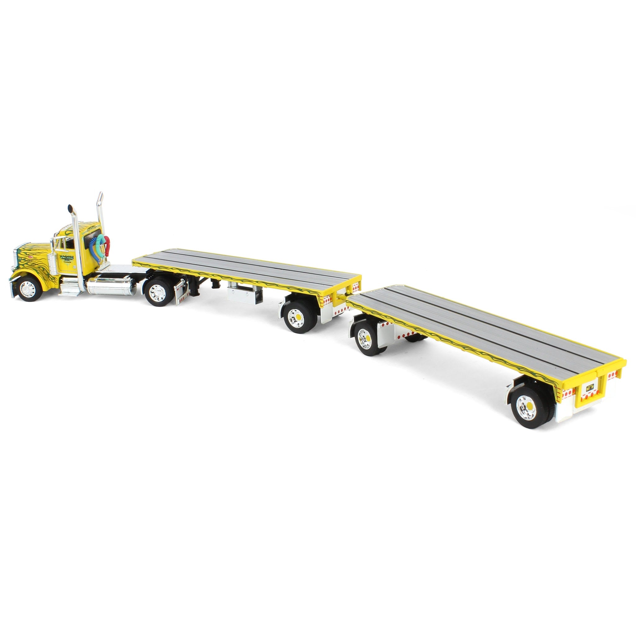 1/64 Maggini & Son Peterbilt 379 & 2 Pup Flatbeds with Hay Loads
