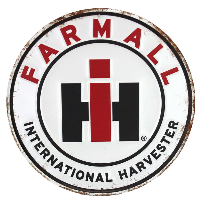 International Harvester Farmall Sign, 12in Round, Embossed