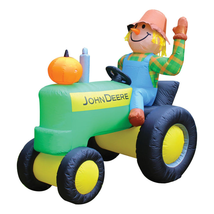 John Deere 6 Foot Inflatable Fall Tractor with Scarecrow