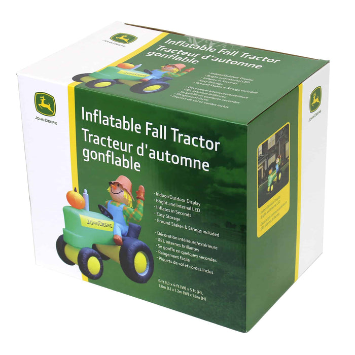 John Deere 6 Foot Inflatable Fall Tractor with Scarecrow