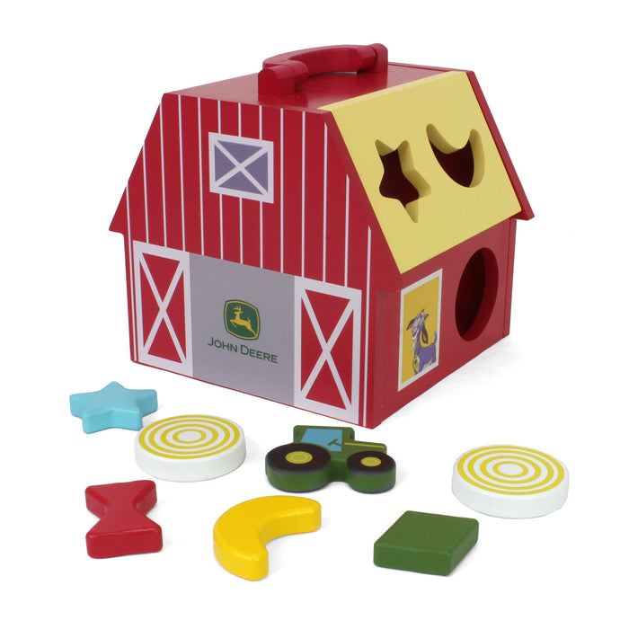 John Deere Wooden Barn Shape Sorter Toy