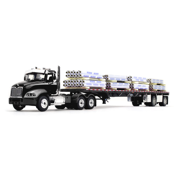 1/64 Black/Silver Mack Pinnacle with 53ft Wilson Roadbrute Trailer & Pallet Load, DCP by First Gear