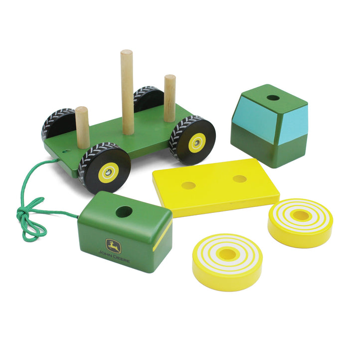 John Deere Wooden Tractor Stack Toy