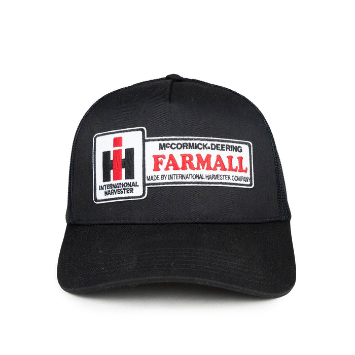 Black McCormick Deering Farmall Logo Mesh Back Trucker Hat