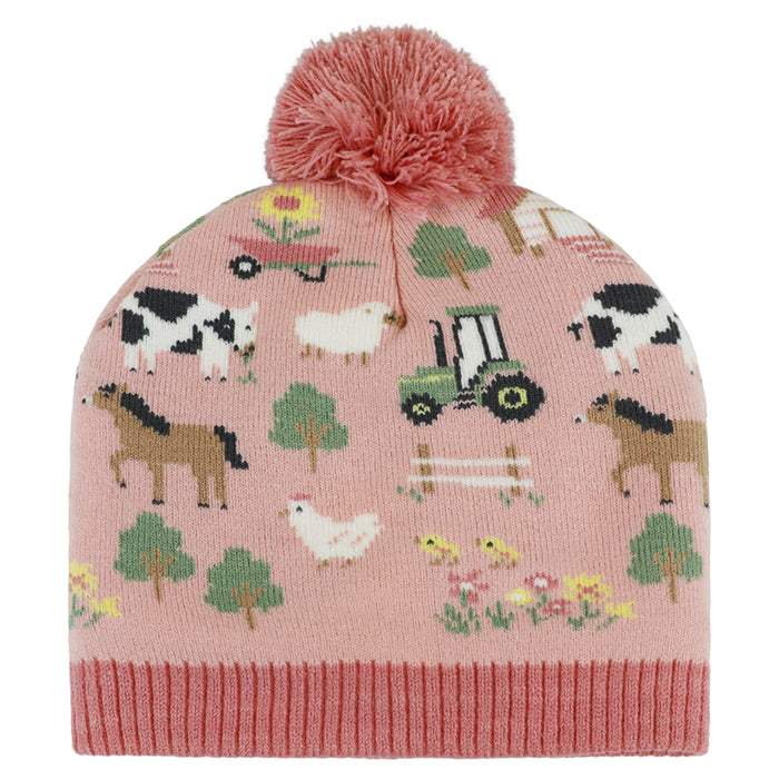 Toddler John Deere Tractors & Farm Elements Pink Beanie Hat