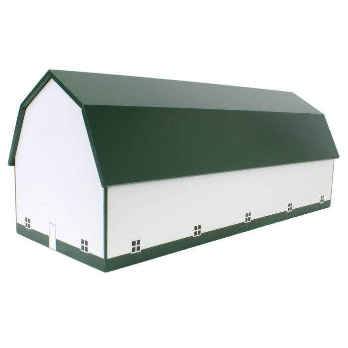 1/64 White & Forest Green 60ft x 120ft Wooden Dairy Barn with Milk House