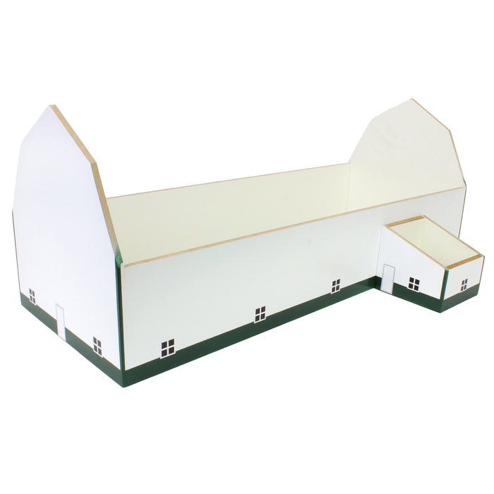 1/64 White & Forest Green 60ft x 120ft Wooden Dairy Barn with Milk House