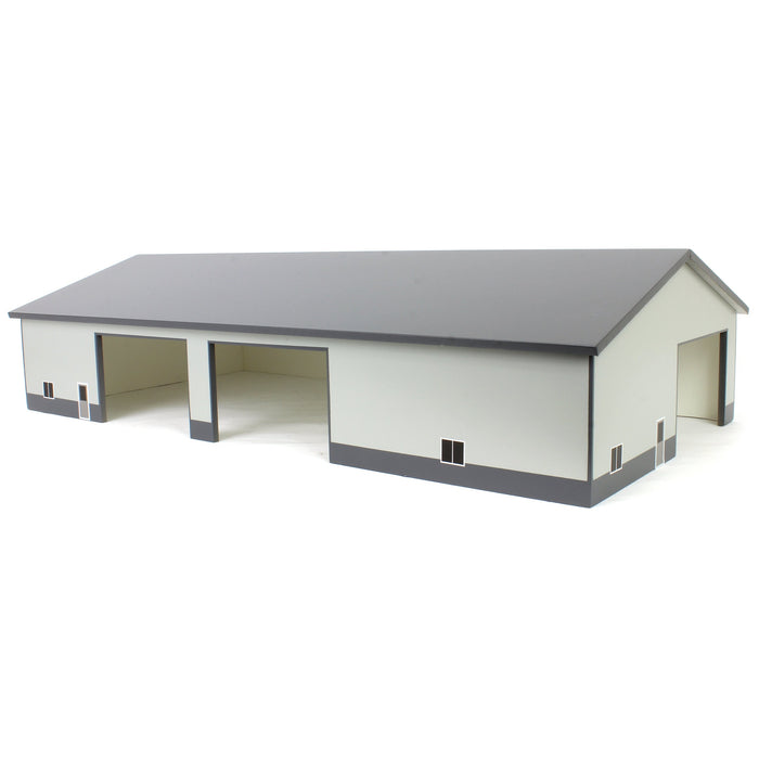 1/64 Dark & Light Gray 60ft x 120ft Wooden Implement Shed with Double Side Doors