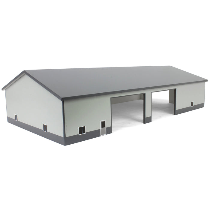 1/64 Dark & Light Gray 60ft x 120ft Wooden Implement Shed with Double Side Doors