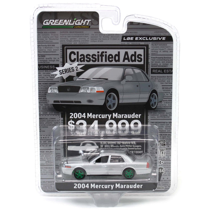 Green Machine ~ 1/64 2004 Mercury Marauder, Silver, Classified Ads Series 2, LBE Exclusive