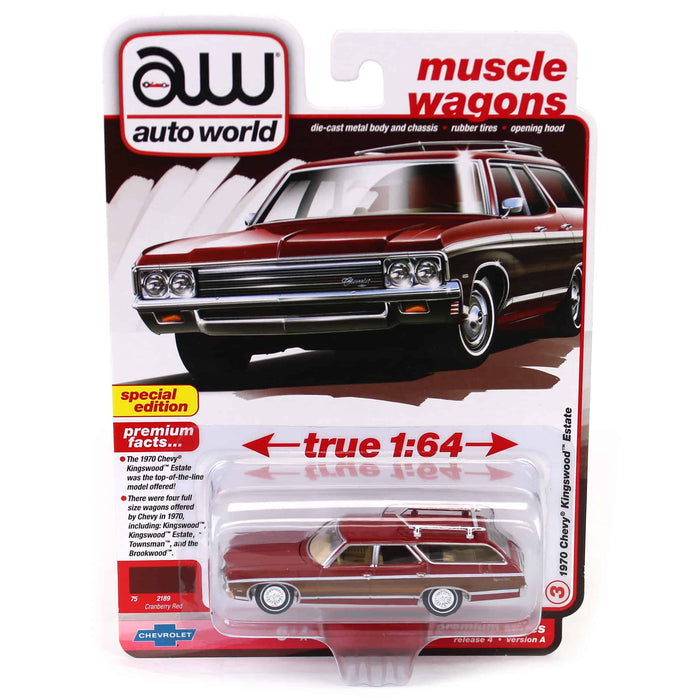 1/64 1970 Chevrolet Kingswood, Cranberry Red, Auto World