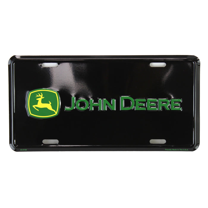 John Deere Logo Black 6" x 12" Metal License Plate