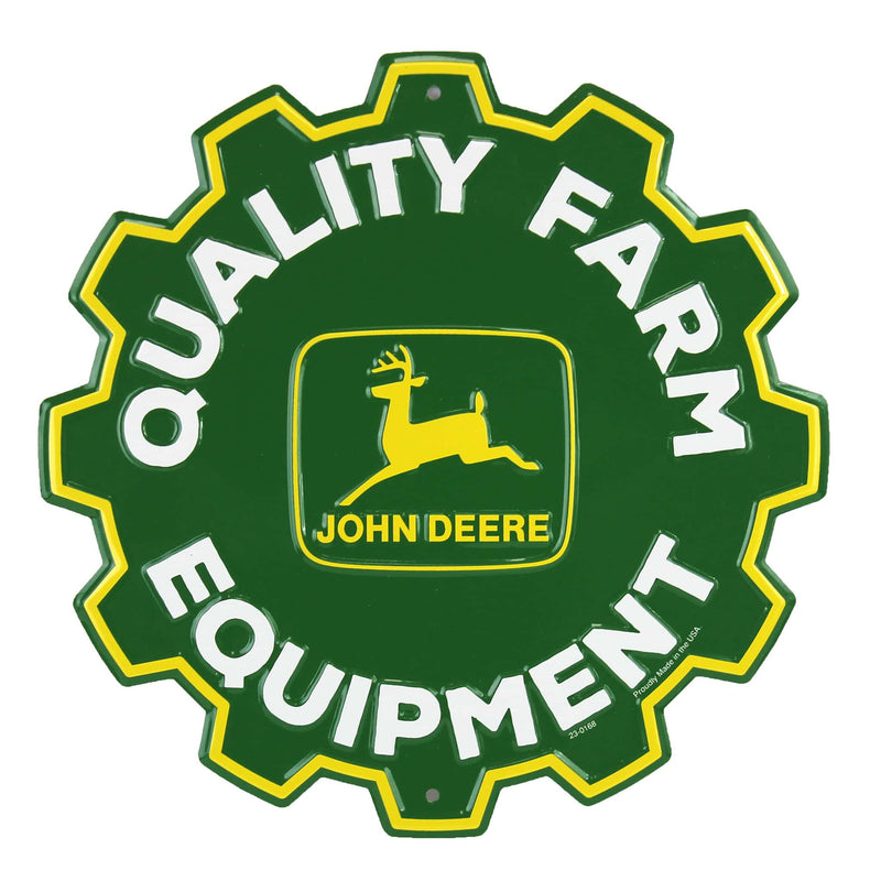 John Deere 11.5in Metal Sign, Tire Shaped