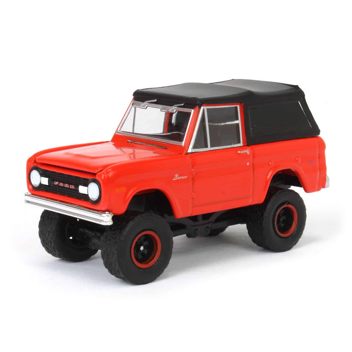 1/64 1969 Ford Bronco Lifted with Soft Top, Poppy Red, All-Terrain Series 16