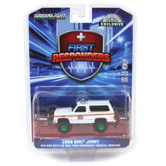 Green Machine ~ 1/64 1986 GMC Jimmy, NYC EMS First Responders, Hobby Exclusive