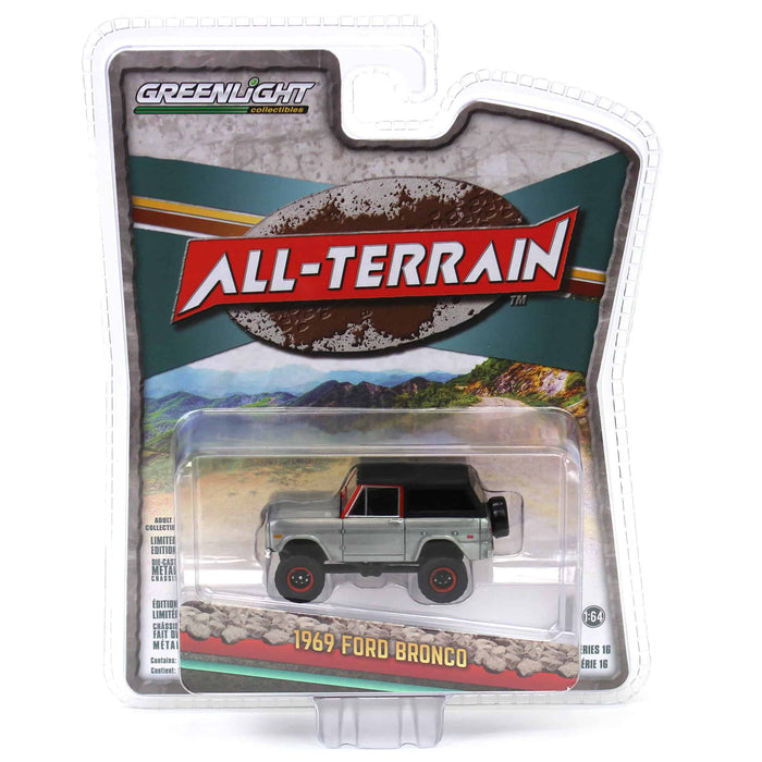 Raw Chase Unit ~ 1/64 1969 Ford Bronco Lifted with Soft Top, Poppy Red, All-Terrain Series 16