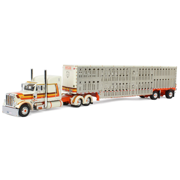 1/64 Cream & Orange Peterbilt 379 with Wilson Livestock Trailer, Kulak & Sons, DCP by First Gear