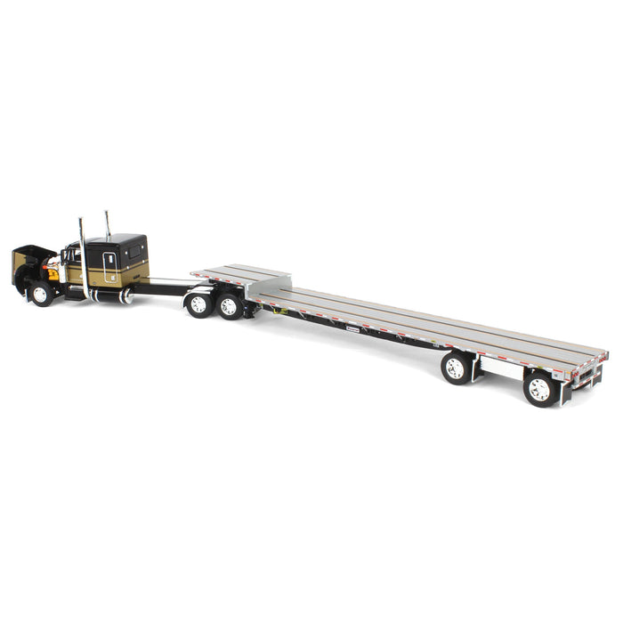 1/64 Peterbilt 379 with Stepdeck Trailer, Black & Gold, DCP by First Gear