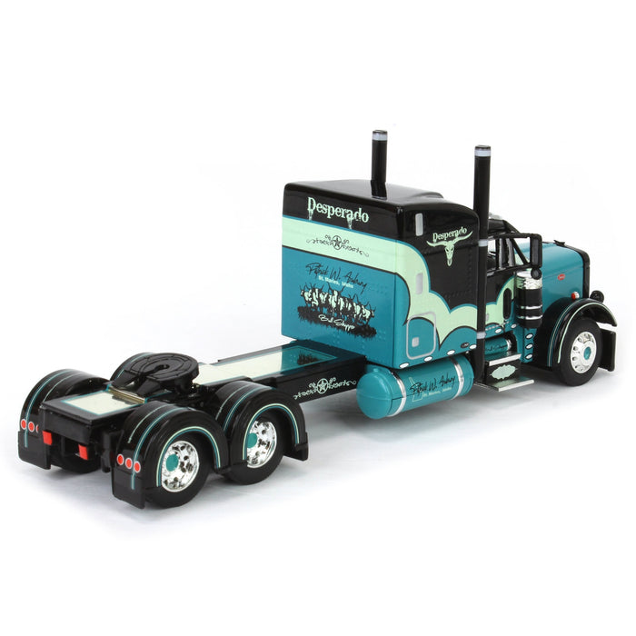 1/64 Teal & Black Peterbilt 379 with Wilson Livestock Trailer, Desperado, DCP by First Gear