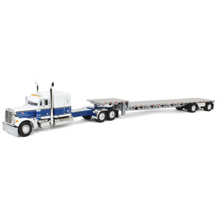 1/64 Peterbilt 379 with Stepdeck Trailer, Blue & White, DCP by First Gear