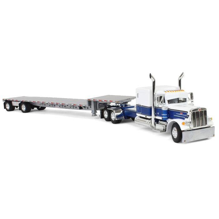 1/64 Peterbilt 379 with Stepdeck Trailer, Blue & White, DCP by First Gear