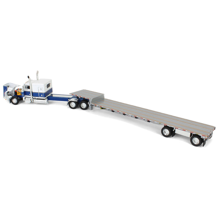 1/64 Peterbilt 379 with Stepdeck Trailer, Blue & White, DCP by First Gear