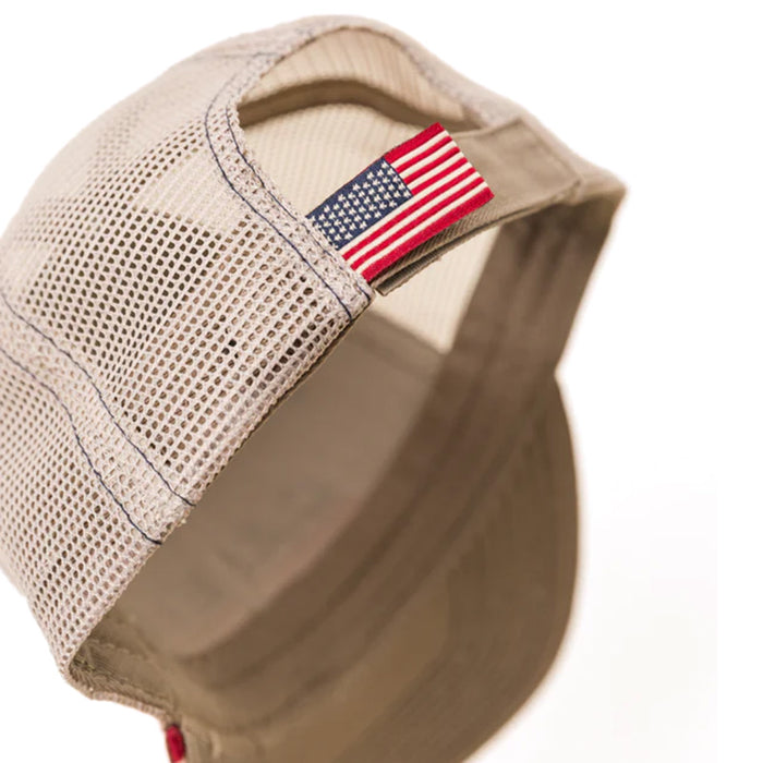 Case IH Khaki Mesh Back Tucker Hat with Embroidered Logo & American Flag Patch