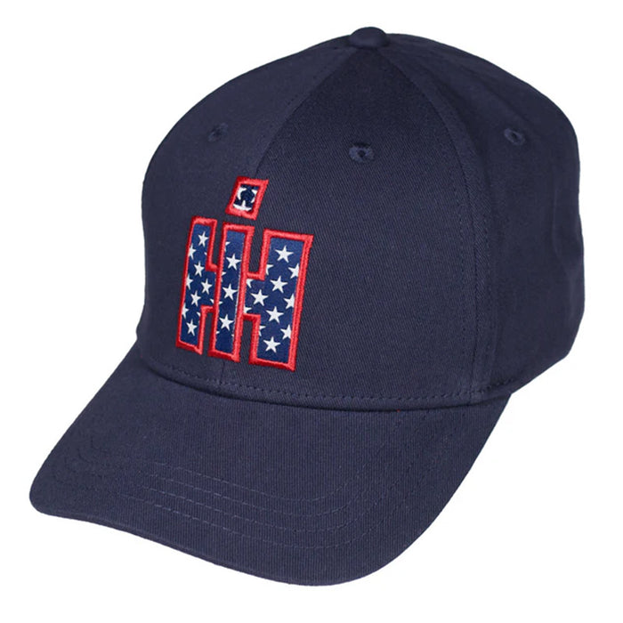 IH Logo Navy Blue Baseball Cap with American Flag Star-Filled IH Logo