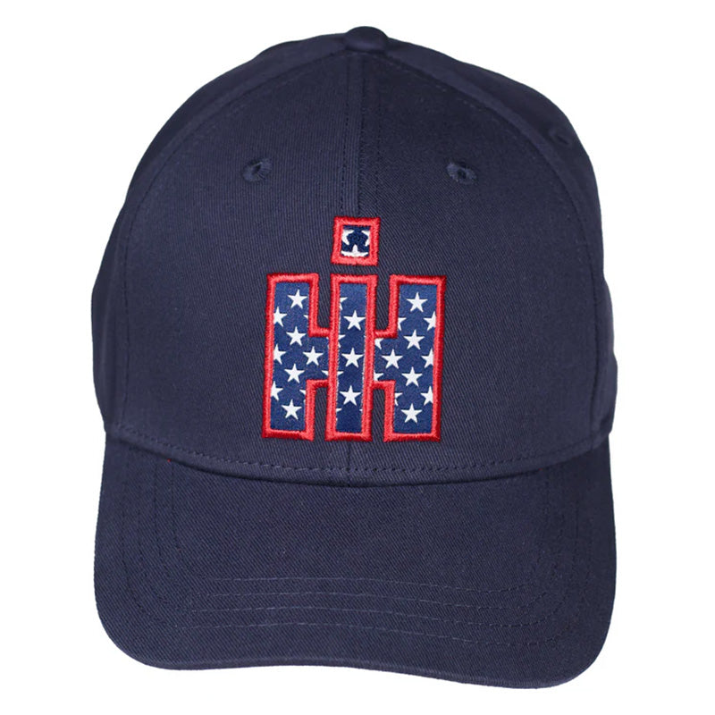 IH Logo Navy Blue Baseball Cap with American Flag Star-Filled IH Logo
