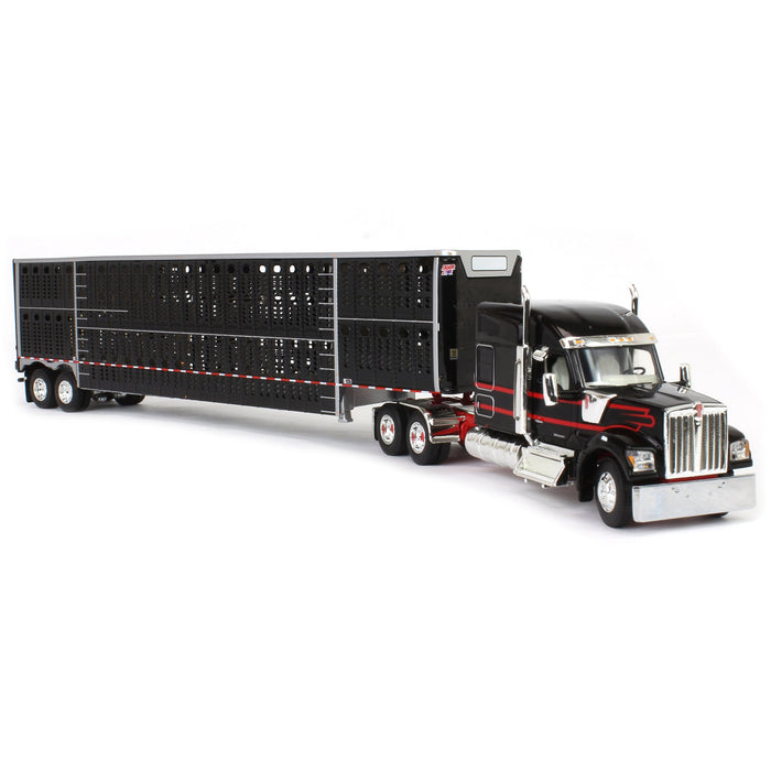 1/64 Black & Red Kenworth W990 with Wilson Silverstar Livestock Trailer, DCP by First Gear