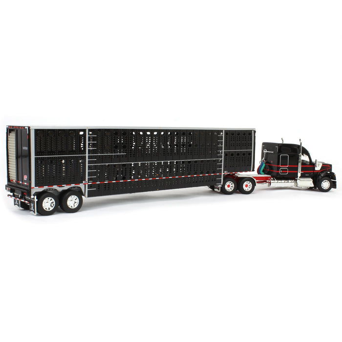 1/64 Black & Red Kenworth W990 with Wilson Silverstar Livestock Trailer, DCP by First Gear