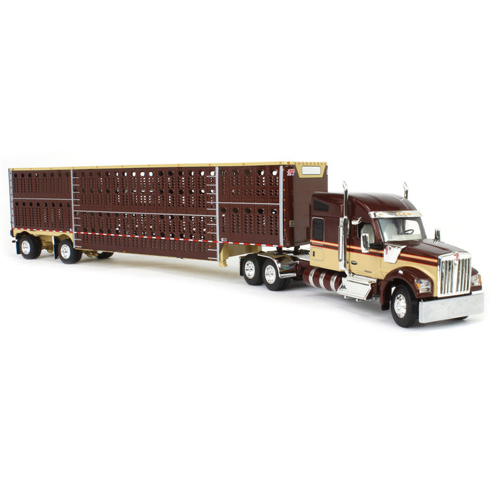 1/64 Brown & Tan Kenworth W990 with Wilson Silverstar Livestock Trailer, DCP by First Gear