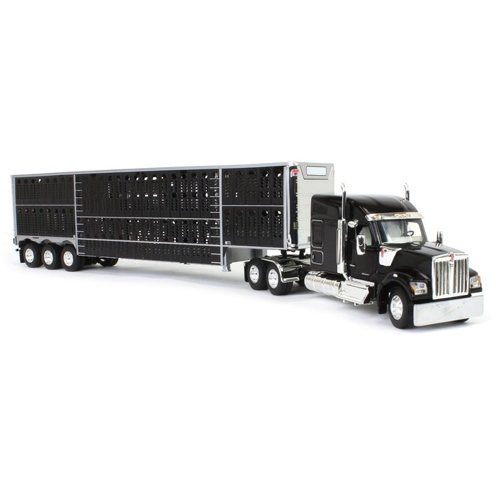 1/64 Black Kenworth W990 with Wilson Silverstar Livestock Trailer, DCP by First Gear