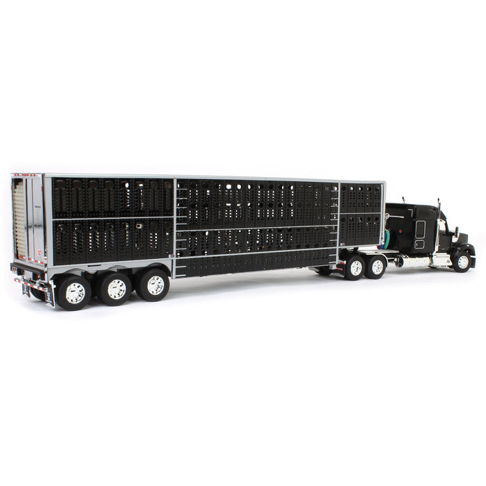 1/64 Black Kenworth W990 with Wilson Silverstar Livestock Trailer, DCP by First Gear