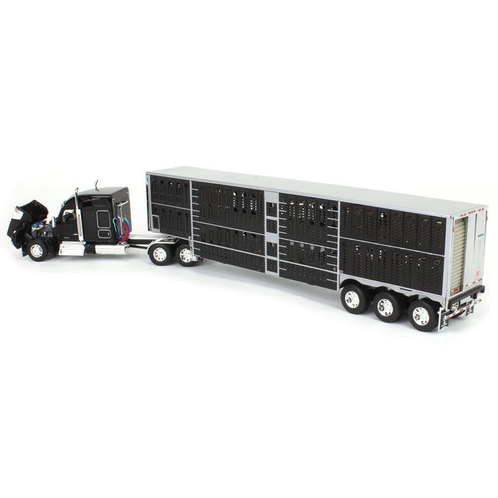 1/64 Black Kenworth W990 with Wilson Silverstar Livestock Trailer, DCP by First Gear