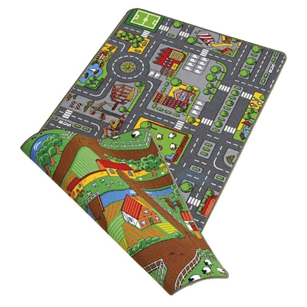 Double-Sided Farm & Street Play Carpet, 32in x 47in